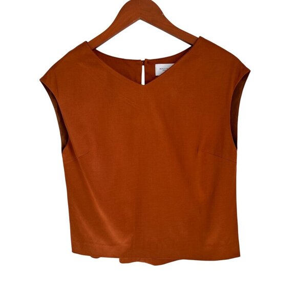 Beauty & Youth United Arrows Rust Orange Sleeveless V-Neck Blouse Womens Top - Picture 4 of 8